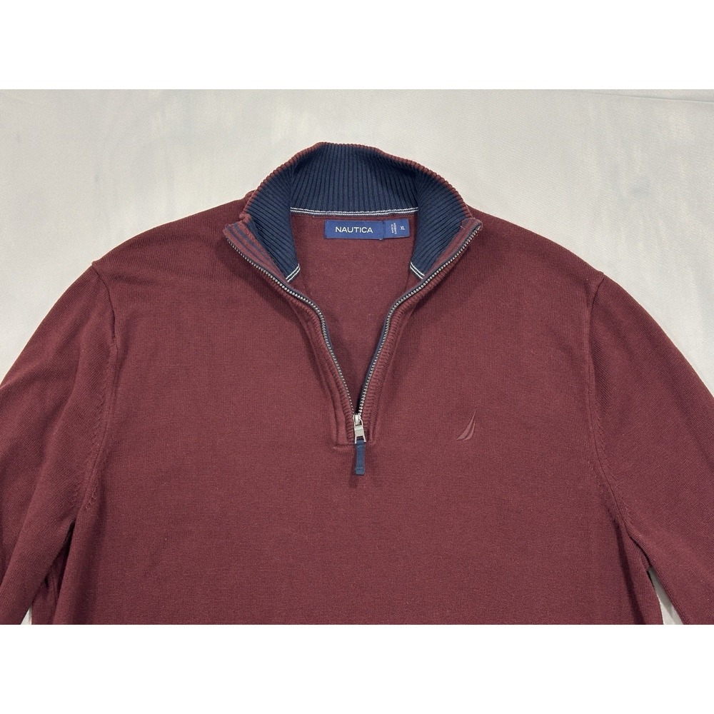 Nautica Men's Quarter-Zip Sweater, Royal Burgundy , Size XL